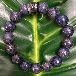 rare chunky blue pyrite 12mm handmade beaded bracelet ABUNDANCE & WEALTH